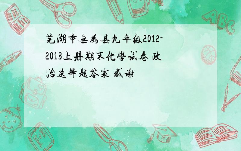 芜湖市无为县九年级2012-2013上册期末化学试卷 政治选择题答案 感谢